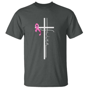 Christian Faith Breast Cancer Awareness T Shirt Pink Ribbon Christian Cross TS11 Dark Heather Print Your Wear