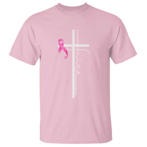 Christian Faith Breast Cancer Awareness T Shirt Pink Ribbon Christian Cross TS11 Light Pink Print Your Wear