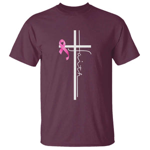 Christian Faith Breast Cancer Awareness T Shirt Pink Ribbon Christian Cross TS11 Maroon Print Your Wear