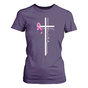 Christian Faith Breast Cancer Awareness T Shirt For Women Pink Ribbon Christian Cross TS11 Purple Print Your Wear