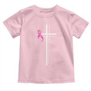 Christian Faith Breast Cancer Awareness Toddler T Shirt Pink Ribbon Christian Cross TS11 Light Pink Print Your Wear