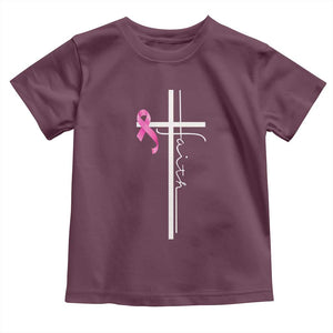 Christian Faith Breast Cancer Awareness Toddler T Shirt Pink Ribbon Christian Cross TS11 Maroon Print Your Wear