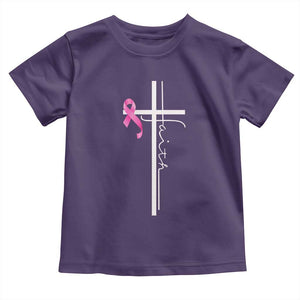 Christian Faith Breast Cancer Awareness Toddler T Shirt Pink Ribbon Christian Cross TS11 Purple Print Your Wear