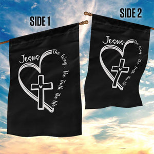 Jesus The Way The Truth The Life Garden Flag Christian Cross With Heart TS11 Print Your Wear