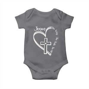 Jesus The Way The Truth The Life Baby Onesie Christian Cross With Heart TS11 Charcoal Print Your Wear