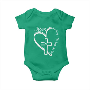 Jesus The Way The Truth The Life Baby Onesie Christian Cross With Heart TS11 Irish Green Print Your Wear