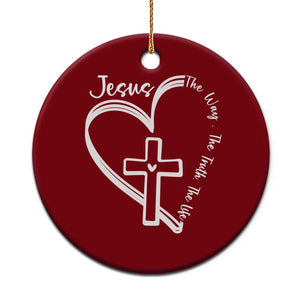 Jesus The Way The Truth The Life Ceramic Ornament Christian Cross With Heart TS11 1pc Red Print Your Wear