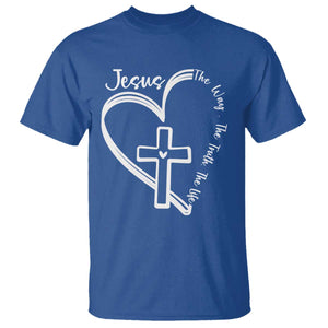 Jesus The Way The Truth The Life T Shirt Christian Cross With Heart TS11 Royal Blue Print Your Wear