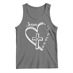 Jesus The Way The Truth The Life Tank Top Christian Cross With Heart TS11 Black Heather Print Your Wear