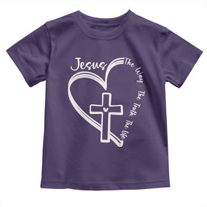 Jesus The Way The Truth The Life Toddler T Shirt Christian Cross With Heart TS11 Purple Print Your Wear
