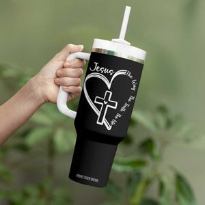Jesus The Way The Truth The Life Tumbler With Handle Christian Cross With Heart TS11 Print Your Wear