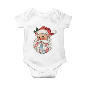 Vintage Retro Patchwork Santa Xmas Baby Onesie Merry Christmas Holiday TS11 White Print Your Wear