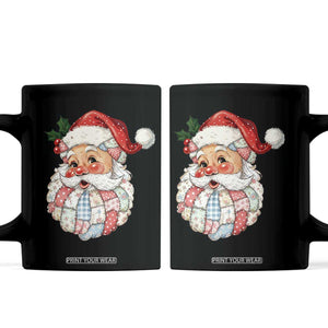Vintage Retro Patchwork Santa Xmas Coffee Mug Merry Christmas Holiday TS11 Black Print Your Wear