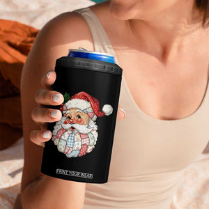 Vintage Retro Patchwork Santa Xmas 4 in 1 Can Cooler Tumbler Merry Christmas Holiday TS11 Print Your Wear