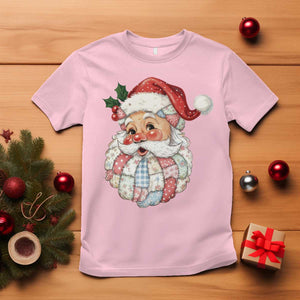 Vintage Retro Patchwork Santa Xmas T Shirt Merry Christmas Holiday TS11 Light Pink Print Your Wear