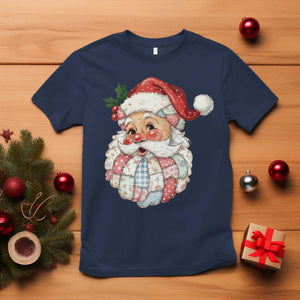 Vintage Retro Patchwork Santa Xmas T Shirt Merry Christmas Holiday TS11 Navy Print Your Wear
