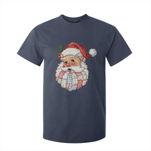 Vintage Retro Patchwork Santa Xmas T Shirt For Kid Merry Christmas Holiday TS11 Navy Print Your Wear