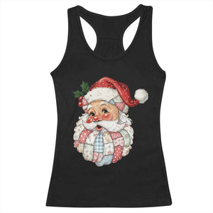 Vintage Retro Patchwork Santa Xmas Racerback Tank Top Merry Christmas Holiday TS11 Black Print Your Wear