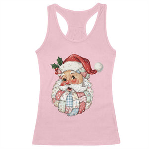 Vintage Retro Patchwork Santa Xmas Racerback Tank Top Merry Christmas Holiday TS11 Light Pink Print Your Wear