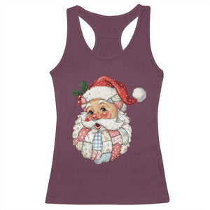Vintage Retro Patchwork Santa Xmas Racerback Tank Top Merry Christmas Holiday TS11 Maroon Print Your Wear