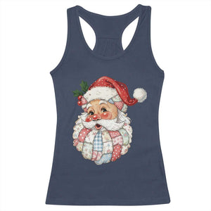 Vintage Retro Patchwork Santa Xmas Racerback Tank Top Merry Christmas Holiday TS11 Navy Print Your Wear