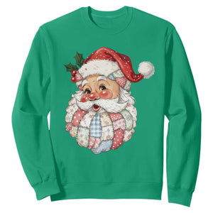 Vintage Retro Patchwork Santa Xmas Sweatshirt Merry Christmas Holiday TS11 Irish Green Print Your Wear