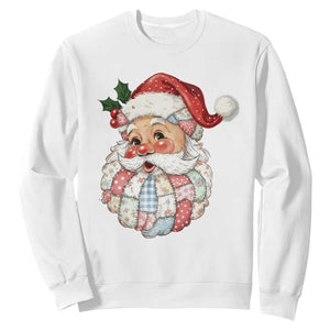 Vintage Retro Patchwork Santa Xmas Sweatshirt Merry Christmas Holiday TS11 White Print Your Wear