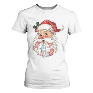 Vintage Retro Patchwork Santa Xmas T Shirt For Women Merry Christmas Holiday TS11 White Print Your Wear