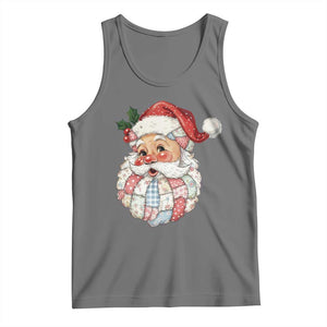 Vintage Retro Patchwork Santa Xmas Tank Top Merry Christmas Holiday TS11 Black Heather Print Your Wear