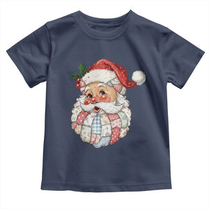 Vintage Retro Patchwork Santa Xmas Toddler T Shirt Merry Christmas Holiday TS11 Navy Print Your Wear