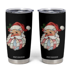 Vintage Retro Patchwork Santa Xmas Tumbler Cup Merry Christmas Holiday TS11 Black Print Your Wear