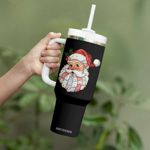 Vintage Retro Patchwork Santa Xmas Tumbler With Handle Merry Christmas Holiday TS11 Print Your Wear
