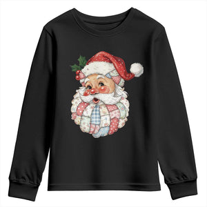 Vintage Retro Patchwork Santa Xmas Youth Sweatshirt Merry Christmas Holiday TS11 Black Print Your Wear