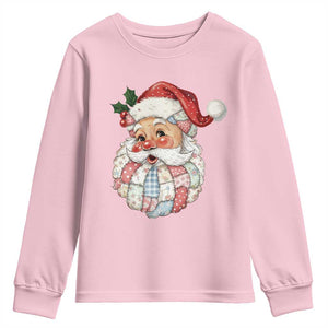 Vintage Retro Patchwork Santa Xmas Youth Sweatshirt Merry Christmas Holiday TS11 Light Pink Print Your Wear