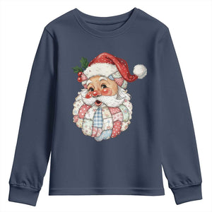 Vintage Retro Patchwork Santa Xmas Youth Sweatshirt Merry Christmas Holiday TS11 Navy Print Your Wear