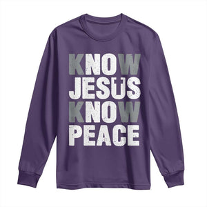 Christian Know Jesus Know Peace Long Sleeve Shirt Religion God Church Bible TS11 Purple Print Your Wear