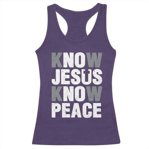 Christian Know Jesus Know Peace Racerback Tank Top Religion God Church Bible TS11 Purple Print Your Wear