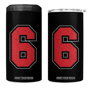 Number 6 4 in 1 Can Cooler Tumbler Fan Varsity Sports Team 67 Jersey Number TS11 One Size: 16 oz Black Print Your Wear