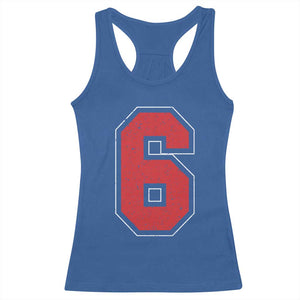 Number 6 Racerback Tank Top Fan Varsity Sports Team 67 Jersey Number TS11 Royal Blue Print Your Wear