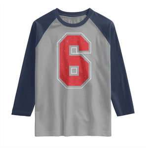 Number 6 Raglan Shirt Fan Varsity Sports Team 67 Jersey Number TS11 Sport Gray Navy Print Your Wear