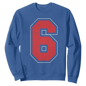 Number 6 Sweatshirt Fan Varsity Sports Team 67 Jersey Number TS11 Royal Blue Print Your Wear