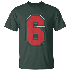 Number 6 T Shirt Fan Varsity Sports Team 67 Jersey Number TS11 Dark Forest Green Print Your Wear