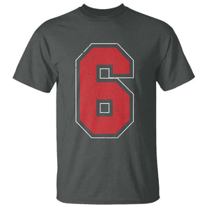 Number 6 T Shirt Fan Varsity Sports Team 67 Jersey Number TS11 Dark Heather Print Your Wear