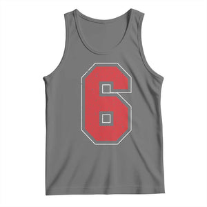 Number 6 Tank Top Fan Varsity Sports Team 67 Jersey Number TS11 Black Heather Print Your Wear