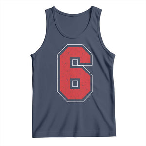 Number 6 Tank Top Fan Varsity Sports Team 67 Jersey Number TS11 Navy Print Your Wear
