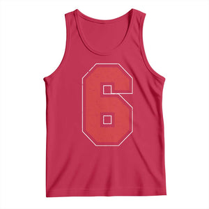 Number 6 Tank Top Fan Varsity Sports Team 67 Jersey Number TS11 Red Print Your Wear