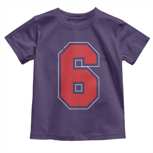 Number 6 Toddler T Shirt Fan Varsity Sports Team 67 Jersey Number TS11 Purple Print Your Wear