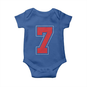 Number 7 Baby Onesie Fan Varsity Sports Team 67 Jersey Number TS11 Royal Blue Print Your Wear