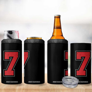 Number 7 4 in 1 Can Cooler Tumbler Fan Varsity Sports Team 67 Jersey Number TS11 Print Your Wear