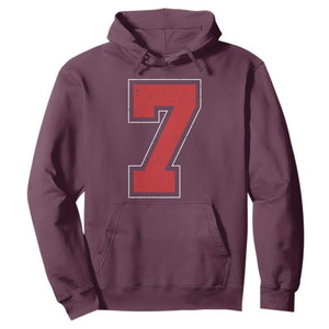 Number 7 Hoodie Fan Varsity Sports Team 67 Jersey Number TS11 Maroon Print Your Wear